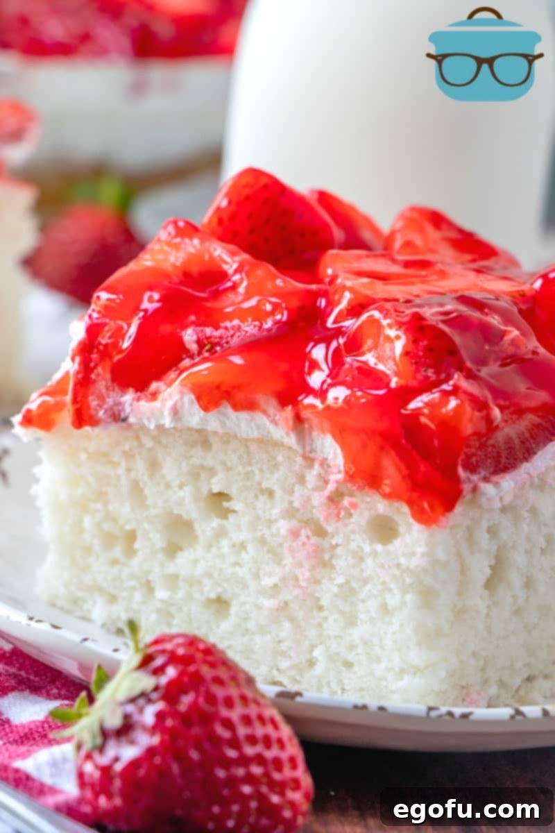 closeup, slice, Strawberry Shortcake Cake.