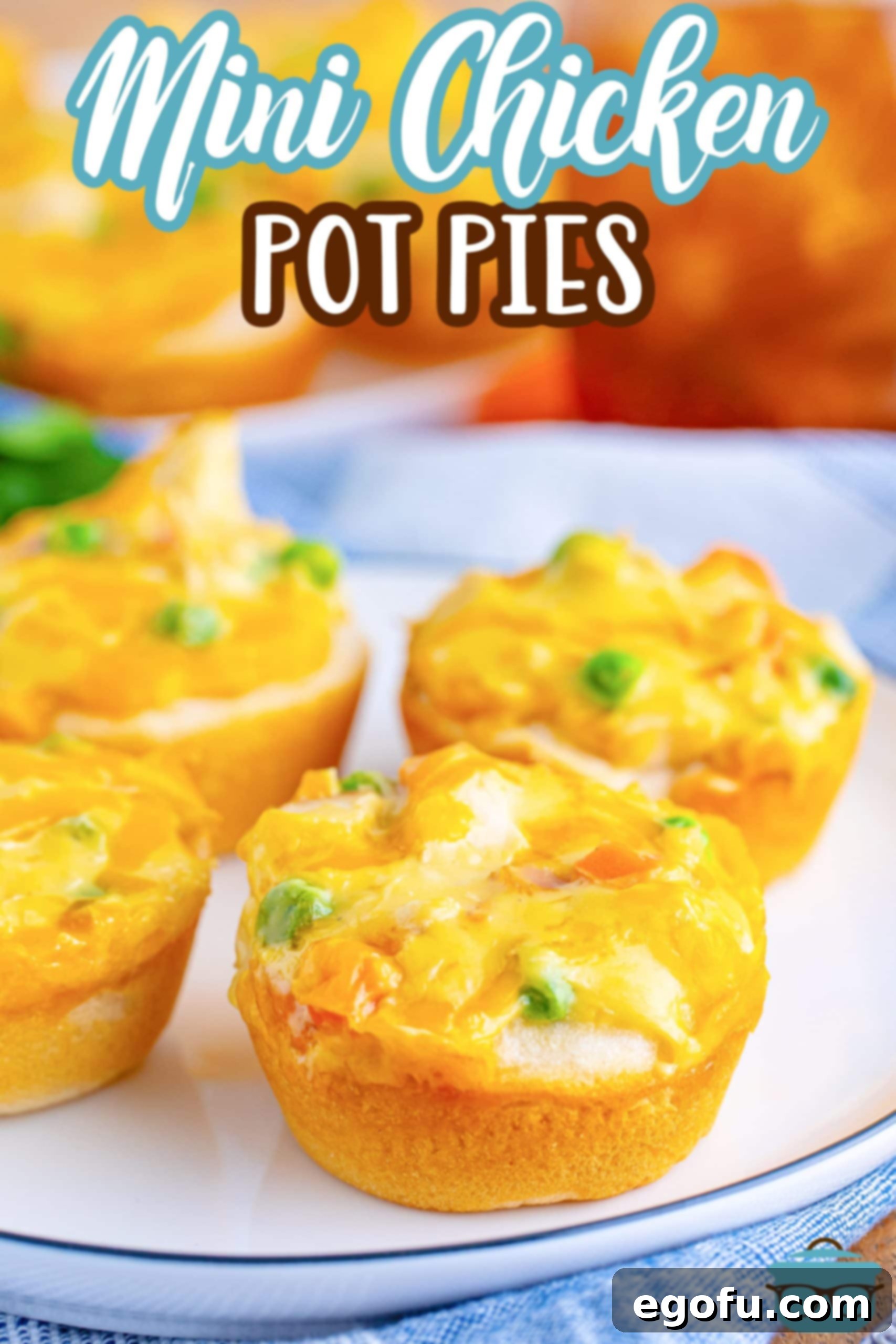 A couple Mini Chicken Pot Pies on a small plate.