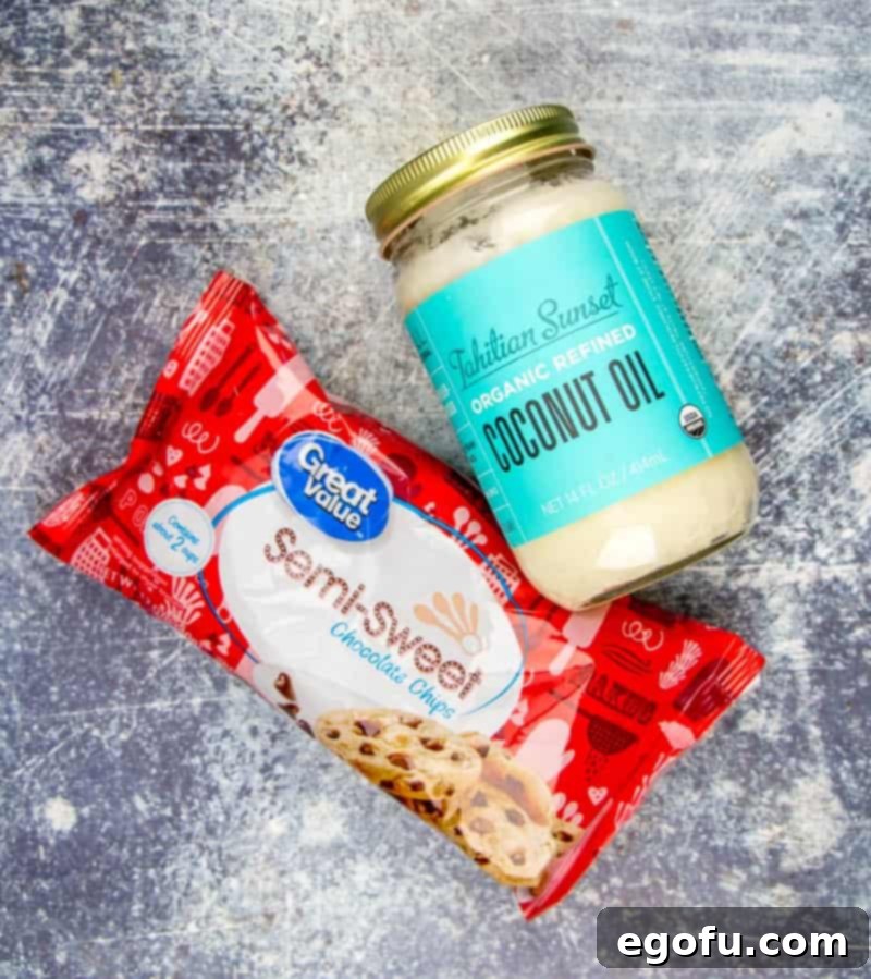 semi sweet chocolate chips, coconut oil.