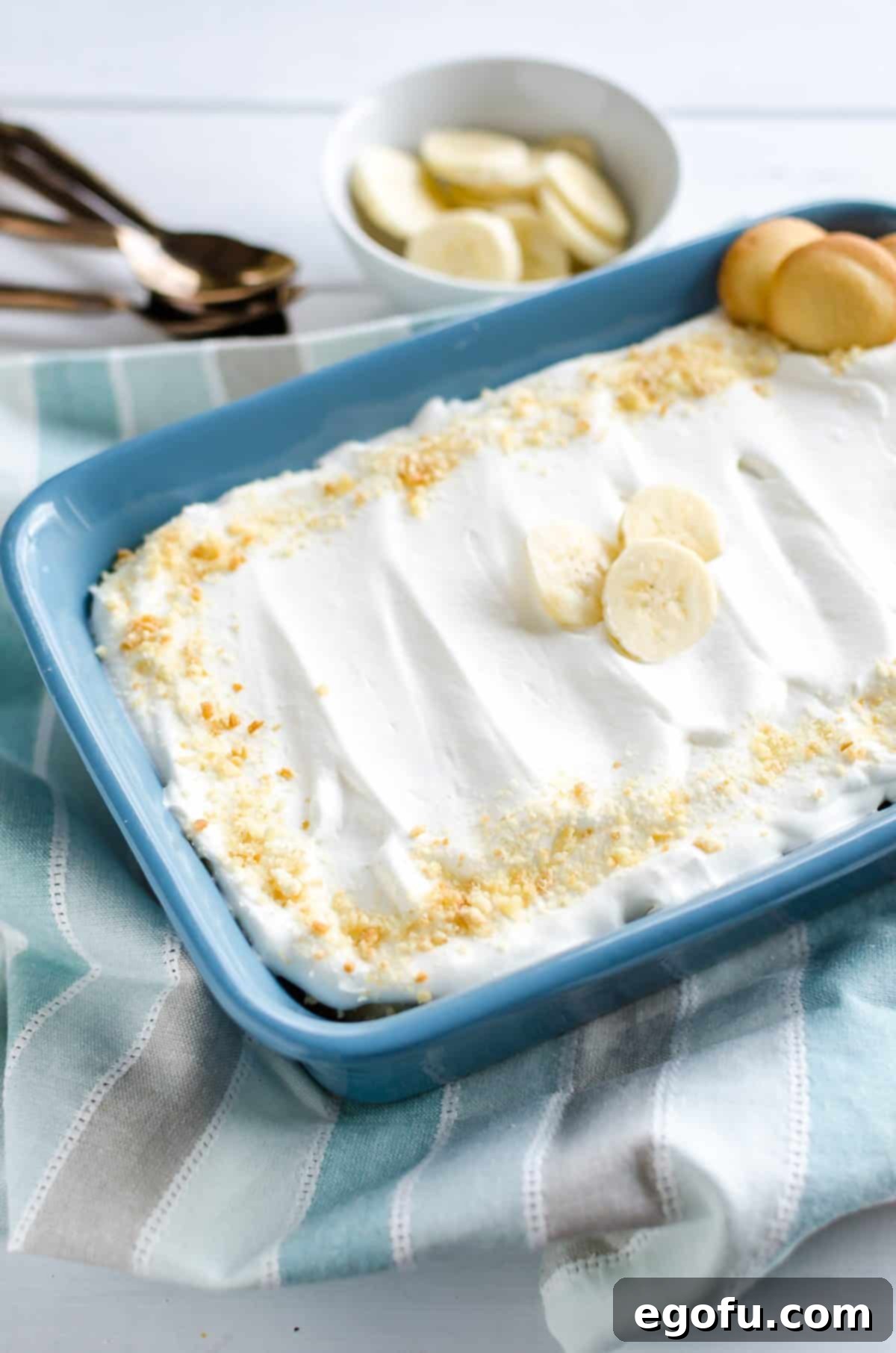 Velvet Banana Pudding Perfection 8 homemade whipped cream on top of vanilla custard, sliced bananas and Nilla wafers