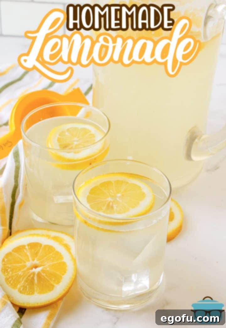 Two glasses of homemade lemonade with lemon slices, a refreshing summer drink