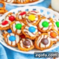 Close up looking at some Hershey Kiss Pretzels, ready to be enjoyed.