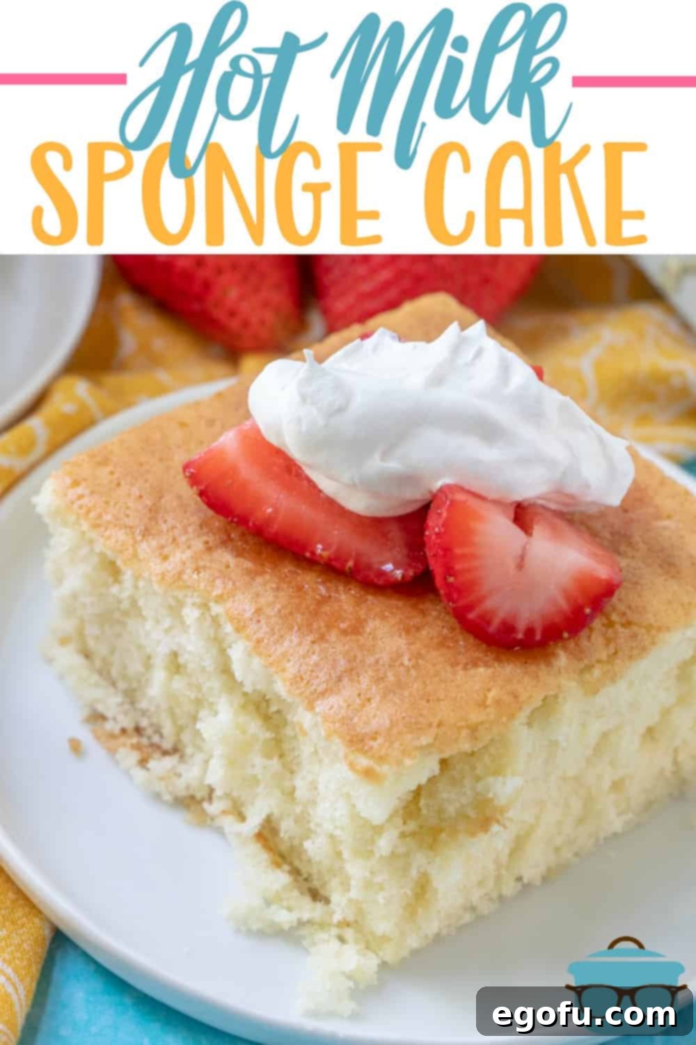 The soft, golden texture of a freshly baked Hot Milk Sponge Cake, ready to be sliced and served.