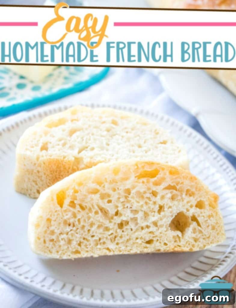 Effortless French Bread Baked Your Way 4 Easy Homemade French Bread recipe from The Country Cook (shown: two slices of bread on a white plate).