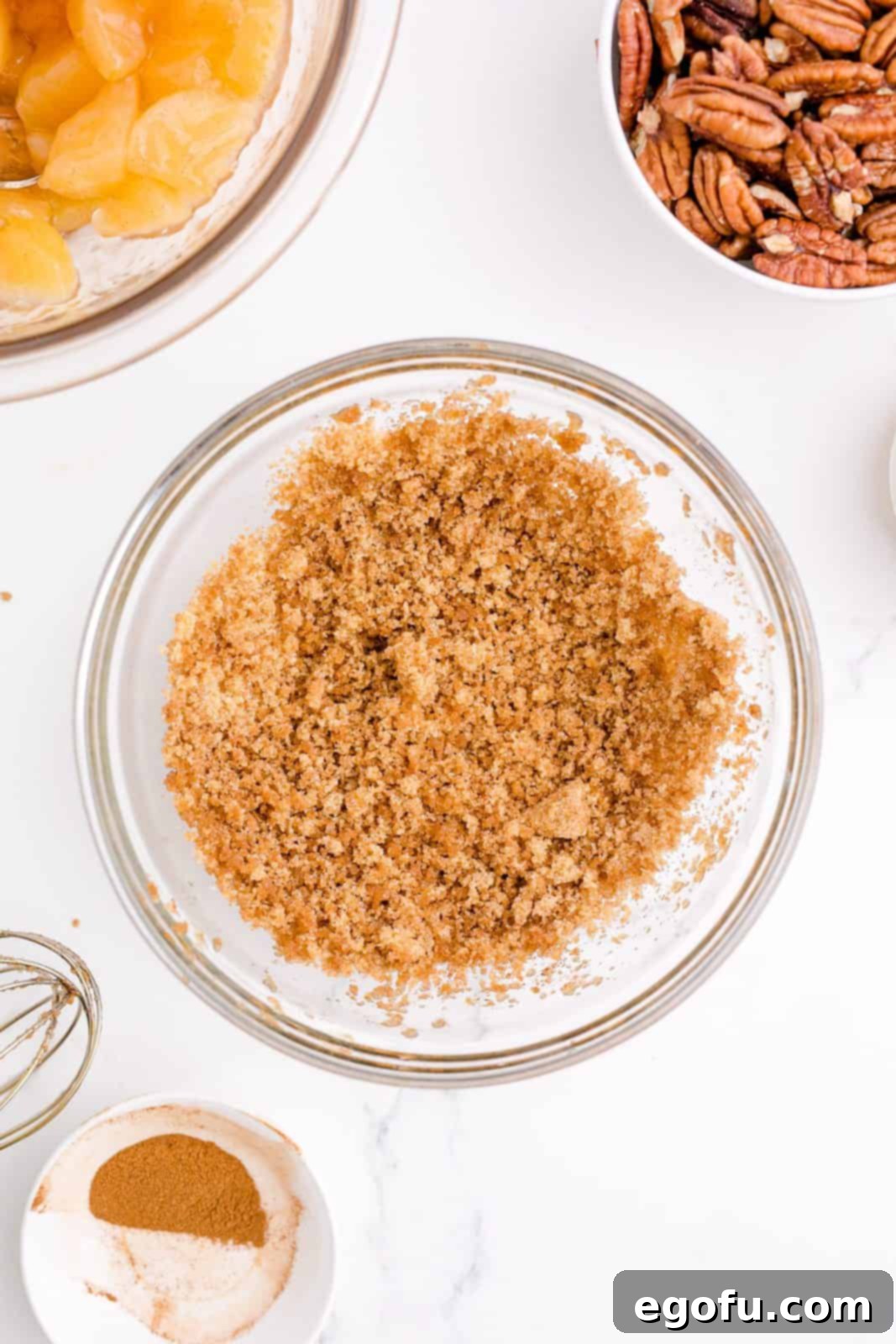 Gooey Cinnamon Roll Delight 8 Brown sugar and cinnamon mixed together in bowl.