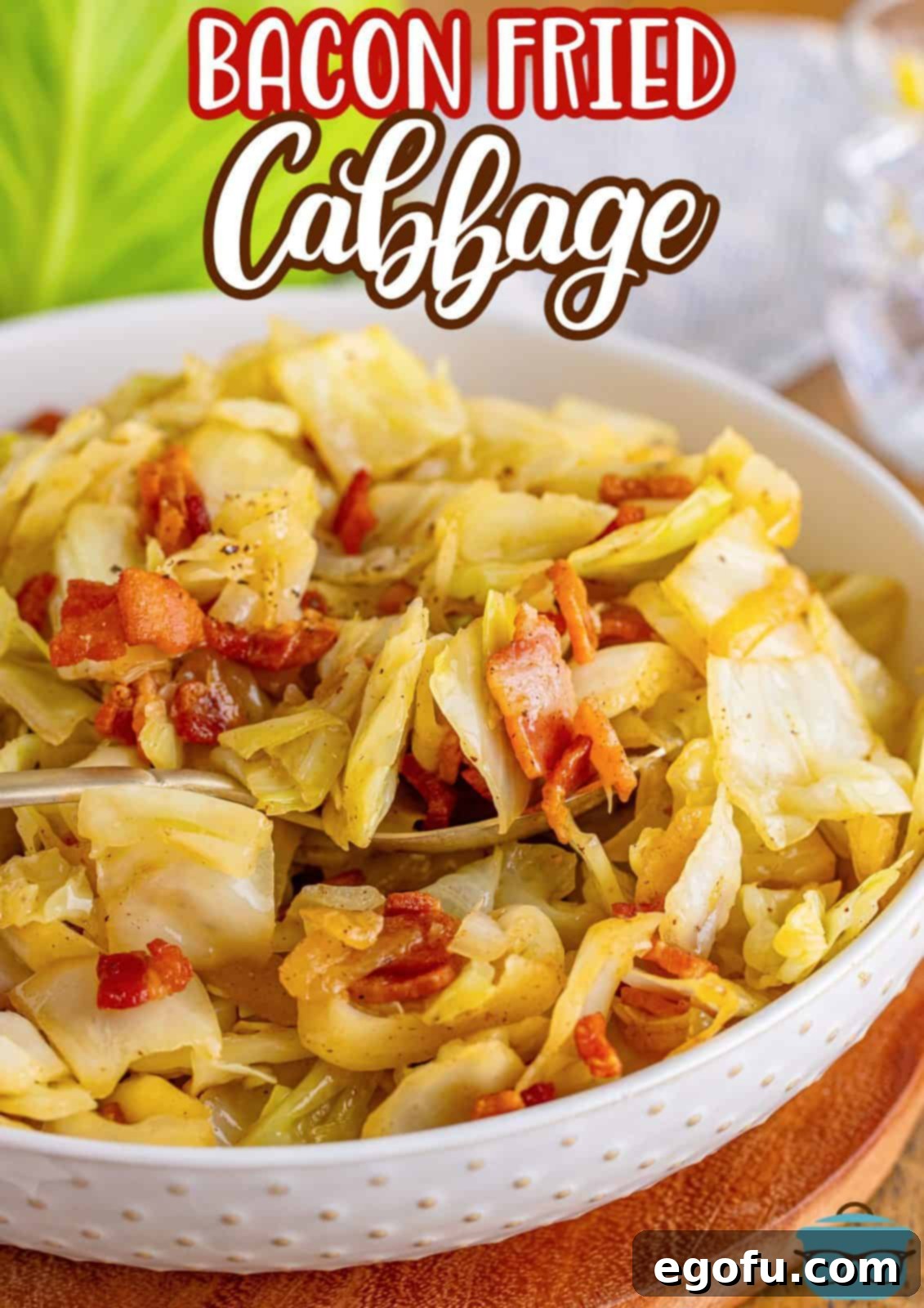 Crispy Bacon and Caramelized Cabbage 3 Two serving bowls filled with Southern Bacon Fried Cabbage, garnished with fresh parsley, ready for a delicious meal.