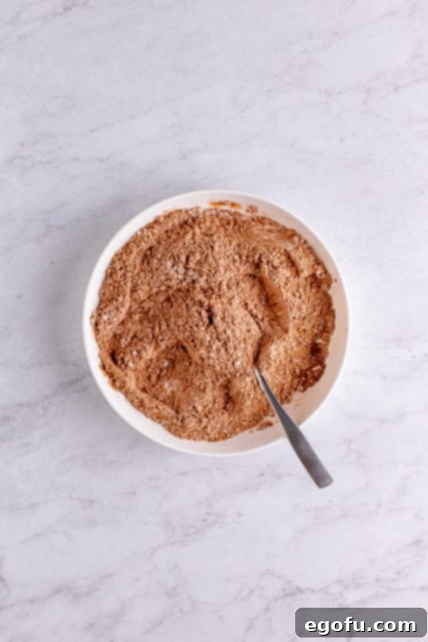 Dry ingredients mixed together in bowl.
