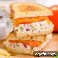 Golden Grilled Tuna Melt 11 Square image of stacked Classic Tuna Melt.