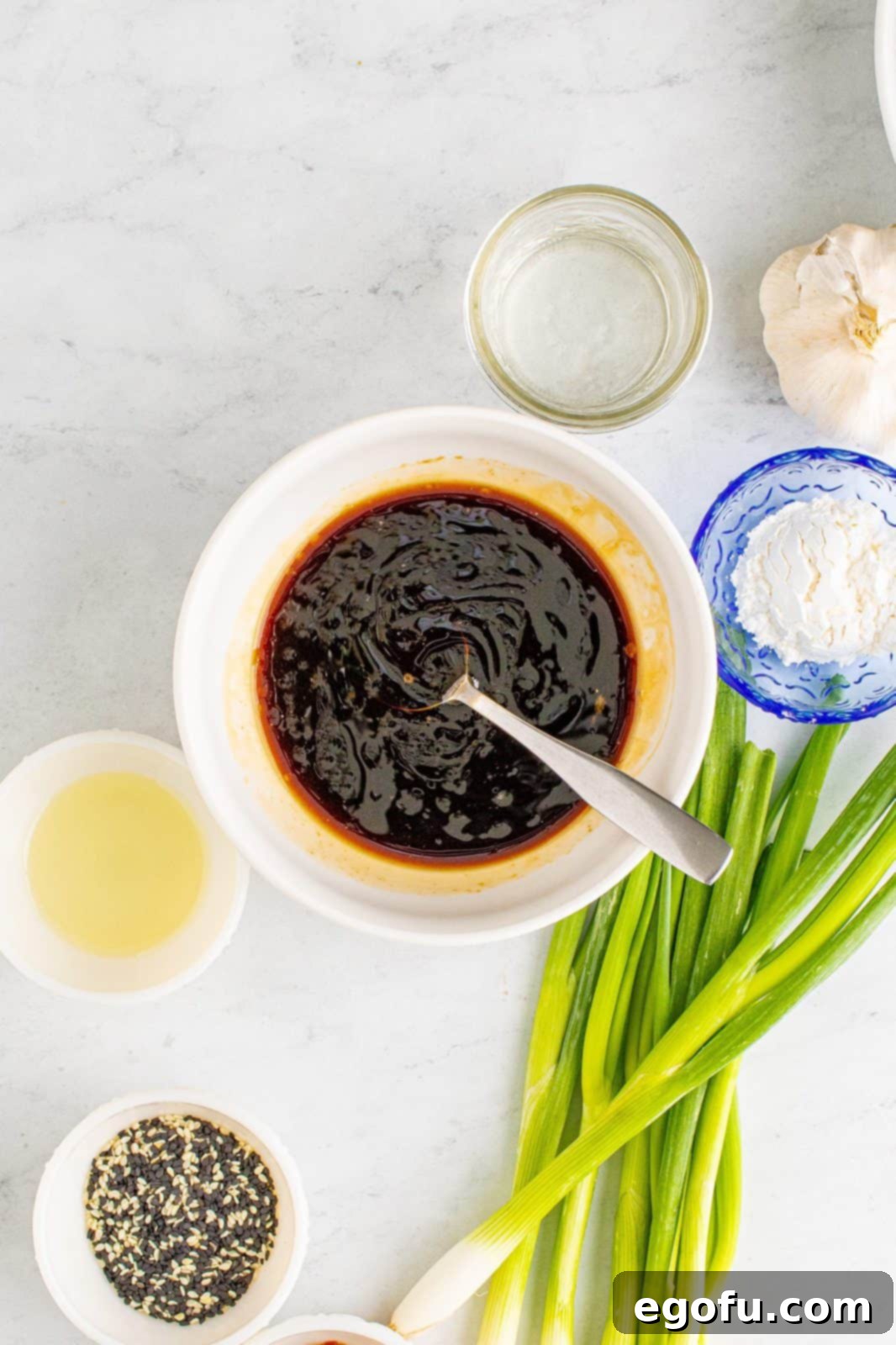 Sauce mixed together in bowl.