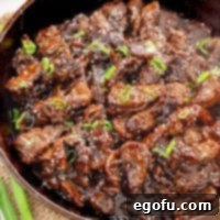 A skillet full of mouthwatering Easy Beef Teriyaki.