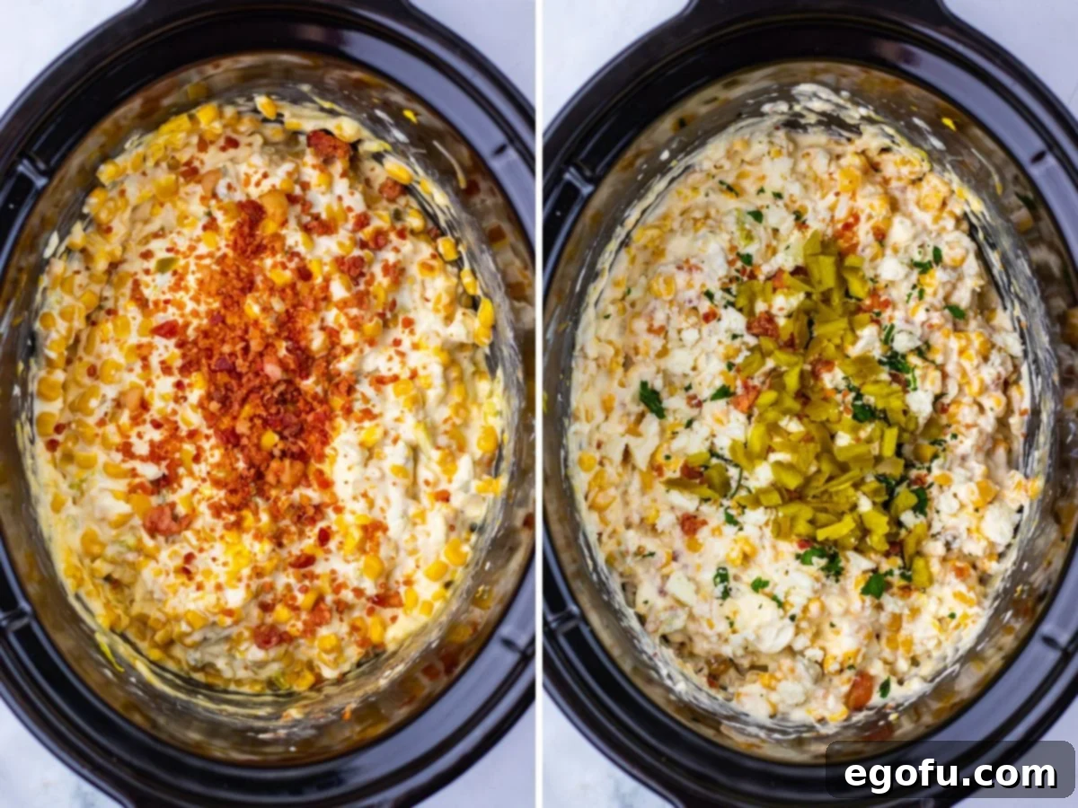 Adding bacon and jalapenos to Corn Dip