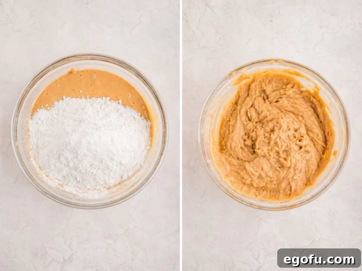 Peanut Butter & Jelly Swirl Muffins 6 Muffin batter being formed.